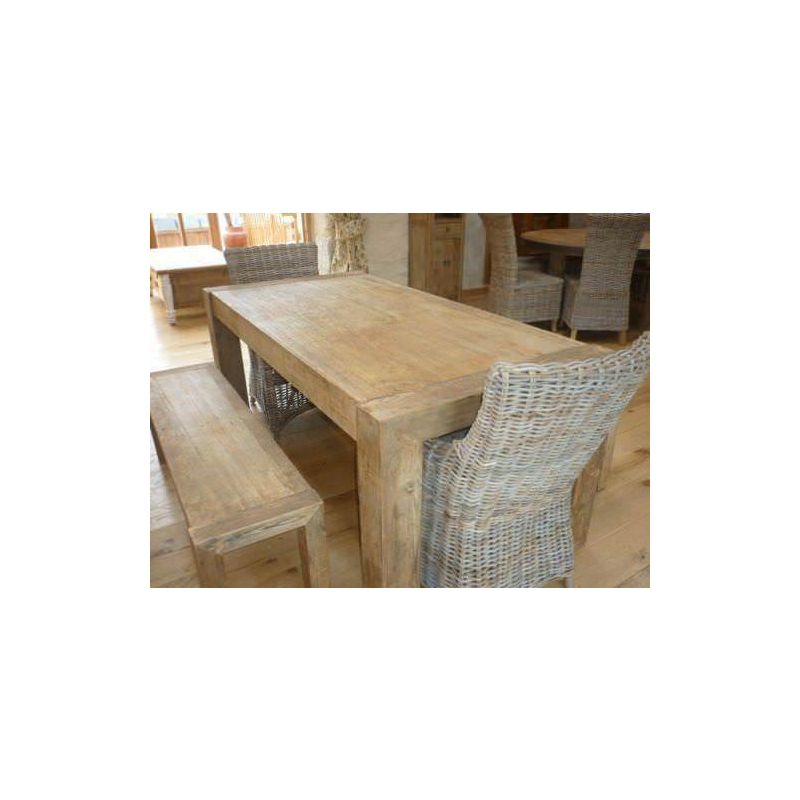 1.8m Reclaimed Elm Chunky Style Dining Table with 2 Donna Chairs & 2 Backless Benches